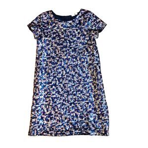GAP KIDS Sequined Multi Lined Shirt Pink Blue Dress Girl’s Size XX (14-16)